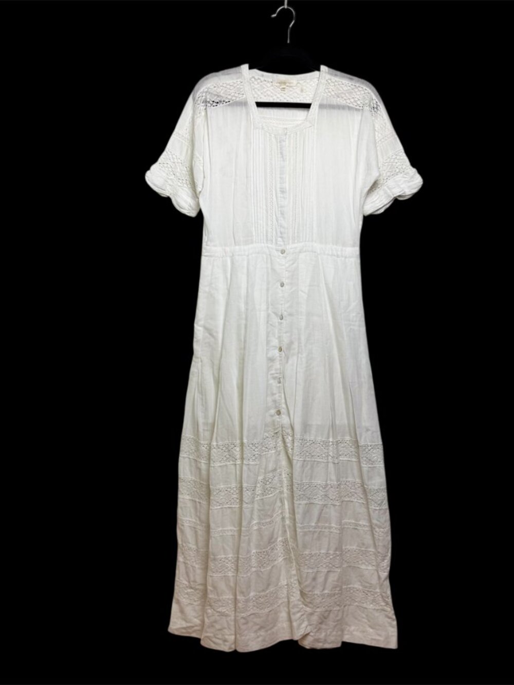 LoveShackFancy Edie voile lace trim white large cotton cottagecore midi dress - Picture 2 of 10